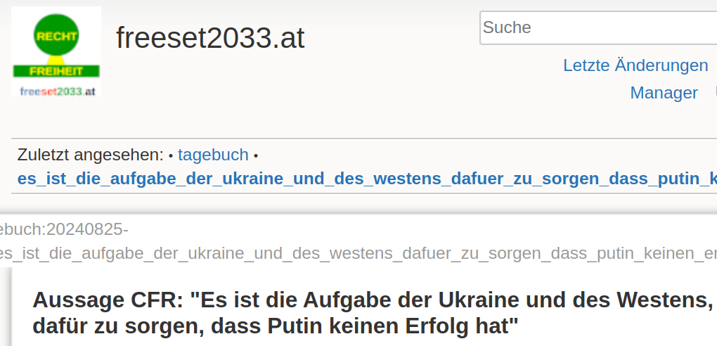 Aussage CFR: Es ist die Aufgabe des Westens dass Putin keinen Erfolg hat